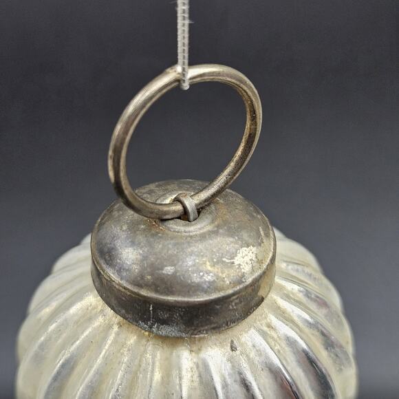 Vintage Mercury Glass Christmas Ornament Ribbed Silver Holiday Ball 2.5 Inch Rou - Picture 7 of 8